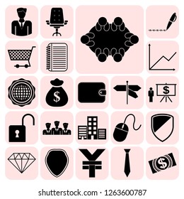 Set of 22 business icons, pictograms, symbols. Collection. Flat design. Vector Illustration.