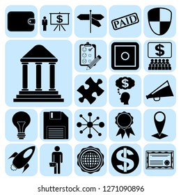 Set of 22 business icons, pictograms, symbols. Collection. Detailed design. Vector Illustration.