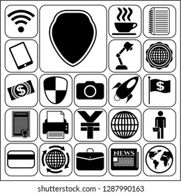 Set of 22 business icons, pictograms, symbols. Collection. Detailed design. Vector Illustration.