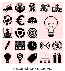 Set of 22 business icons, pictograms, symbols. Collection. Flat design. Vector Illustration.