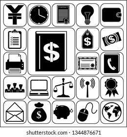 Set of 22 business icons, pictograms, symbols. Collection. Detailed design. Vector Illustration.