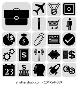 Set of 22 business icons, pictograms, symbols. Collection. Flat design. Vector Illustration.