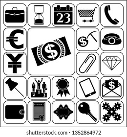 Set of 22 business icons, pictograms, symbols. Collection. Detailed design. Vector Illustration.