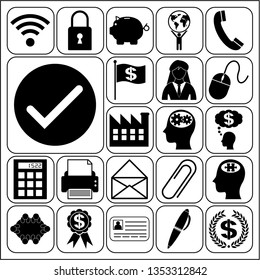Set of 22 business icons, pictograms, symbols. Collection. Flat design. Vector Illustration.