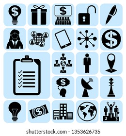Set of 22 business icons, pictograms, symbols. Collection. Flat design. Vector Illustration.