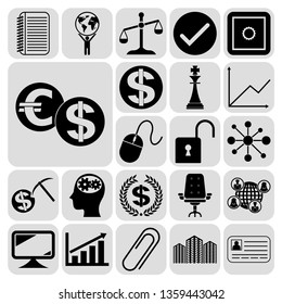 Set of 22 business icons, pictograms, symbols. Collection. Flat design. Vector Illustration.