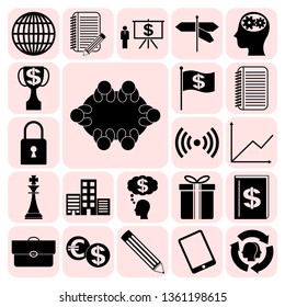 Set of 22 business icons, pictograms, symbols. Collection. Detailed design. Vector Illustration.