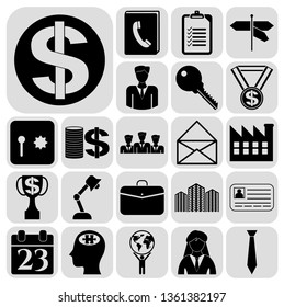 Set of 22 business icons, pictograms, symbols. Collection. Flat design. Vector Illustration.