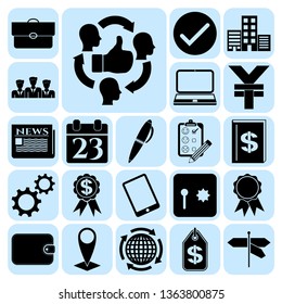 Set of 22 business icons, pictograms, symbols. Collection. Flat design. Vector Illustration.