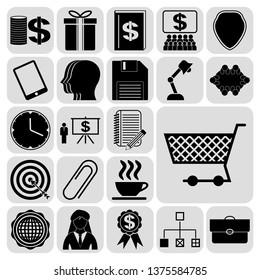 Set of 22 business icons, pictograms, symbols. Collection. Detailed design. Vector Illustration.