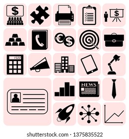 Set of 22 business icons, pictograms, symbols. Collection. Detailed design. Vector Illustration.