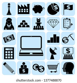 Set of 22 business icons, pictograms, symbols. Collection. Detailed design. Vector Illustration.