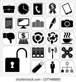 Set of 22 business icons, pictograms, symbols. Collection. Flat design. Vector Illustration.