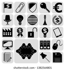 Set of 22 business icons, pictograms, symbols. Collection. Detailed design. Vector Illustration.
