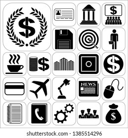 Set of 22 business icons, pictograms, symbols. Collection. Detailed design. Vector Illustration.