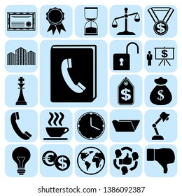 Set of 22 business icons, pictograms, symbols. Collection. Detailed design. Vector Illustration.