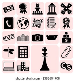 Set of 22 business icons, pictograms, symbols. Collection. Flat design. Vector Illustration.