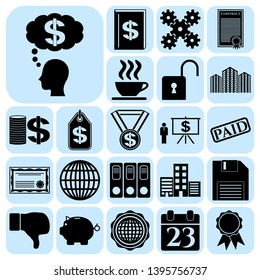 Set of 22 business icons, pictograms, symbols. Collection. Flat design. Vector Illustration.