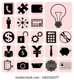 Set of 22 business icons, pictograms, symbols. Collection. Flat design. Vector Illustration.