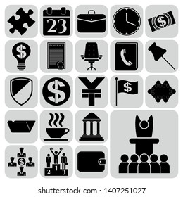 Set of 22 business icons, pictograms, symbols. Collection. Detailed design. Vector Illustration.