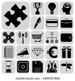 Set of 22 business icons, pictograms, symbols. Collection. Flat design. Vector Illustration.