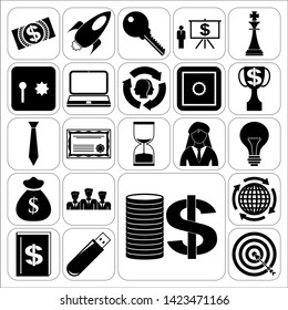 Set of 22 business icons, pictograms, symbols. Collection. Amazing desing. Vector Illustration.