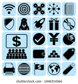 Set of 22 business icons, pictograms, symbols. Collection. Flat design. Vector Illustration.