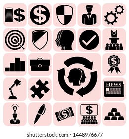 Set of 22 business icons, pictograms, symbols. Collection. Detailed design. Vector Illustration.