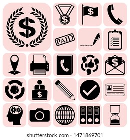 Set of 22 business icons, pictograms, symbols. Collection. Flat design. Vector Illustration.