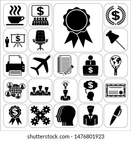 Set of 22 business icons, pictograms, symbols. Collection. Detailed design. Vector Illustration.
