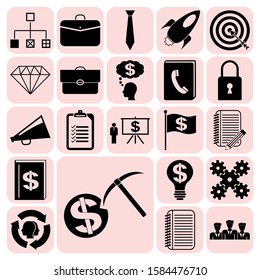 Set of 22 business icons, pictograms, symbols. Collection. Flat design. Vector Illustration.