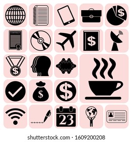 Set of 22 business icons, pictograms, symbols. Collection. Flat design. Vector Illustration.
