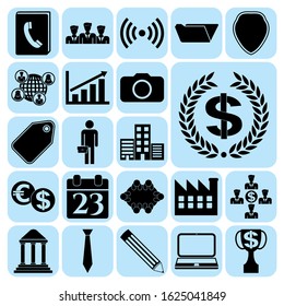 Set of 22 business icons, pictograms, symbols. Collection. Flat design. Vector Illustration.