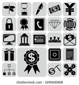 Set of 22 Business icons, pictograms, symbols. Detailed design. 