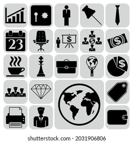 Set of 22 Business icons, pictograms, symbols. Concept design. 
