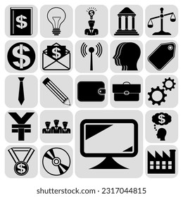 Set of 22 Business icons, pictograms, symbols. Detailed design. 