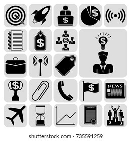 Set of 22 business icons, pictograms, symbols. Collection. Detailed design. Vector Illustration.