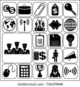Set of 22 business icons, pictograms, symbols. Collection. Detailed design. Vector Illustration.