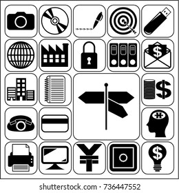 Set of 22 business icons, pictograms, symbols. Collection. Flat design. Vector Illustration.
