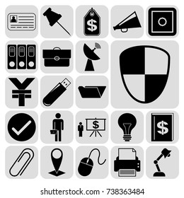 Set of 22 business icons, pictograms, symbols. Collection. Flat design. Vector Illustration.