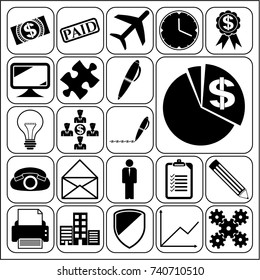 Set of 22 business icons, pictograms, symbols. Collection. Detailed design. Vector Illustration.