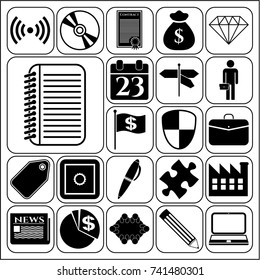 Set of 22 business icons, pictograms, symbols. Collection. Detailed design. Vector Illustration.