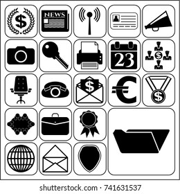 Set of 22 business icons, pictograms, symbols. Collection. Detailed design. Vector Illustration.