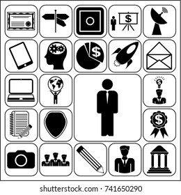 Set of 22 business icons, pictograms, symbols. Collection. Flat design. Vector Illustration.