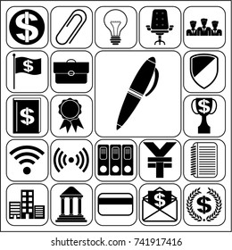 Set of 22 business icons, pictograms, symbols. Collection. Flat design. Vector Illustration.