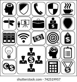 Set of 22 business icons, pictograms, symbols. Collection. Detailed design. Vector Illustration.