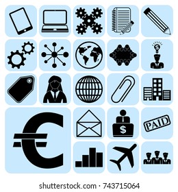 Set of 22 business icons, pictograms, symbols. Collection. Detailed design. Vector Illustration.