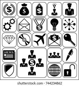 Set of 22 business icons, pictograms, symbols. Collection. Detailed design. Vector Illustration.