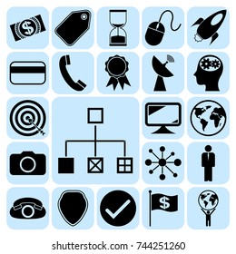 Set of 22 business icons, pictograms, symbols. Collection. Flat design. Vector Illustration.