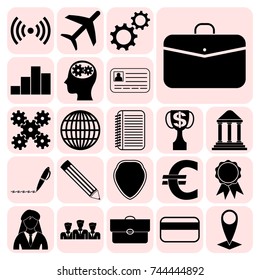 Set of 22 business icons, pictograms, symbols. Collection. Detailed design. Vector Illustration.